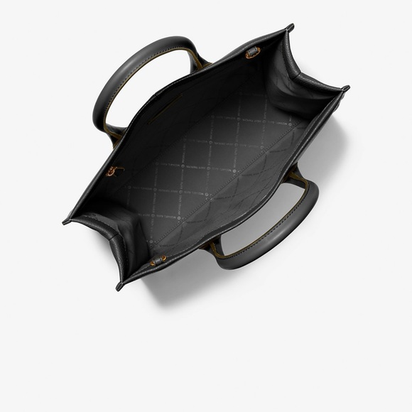 Michael Kors Black Leather Logo Messenger Bag with Contrast Strap - Picture 2 of 3